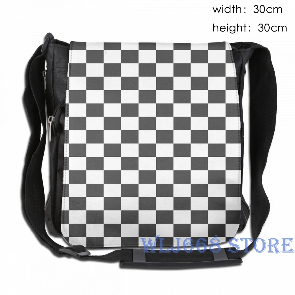 Забавные Наплечные сумки с принтом, женские черно-белые клетчатые сумки в клетку с флагом для мотоциклистов, шахматная сумка на одно плечо, сумка для спортзала
