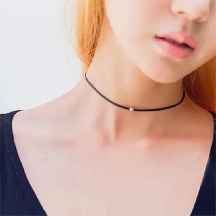 

Hot New Torques Bijoux Pure Black Braided Leather Cord Necklace Maxi Statement Necklace Chokers Necklace for Women 2017 Jewelry