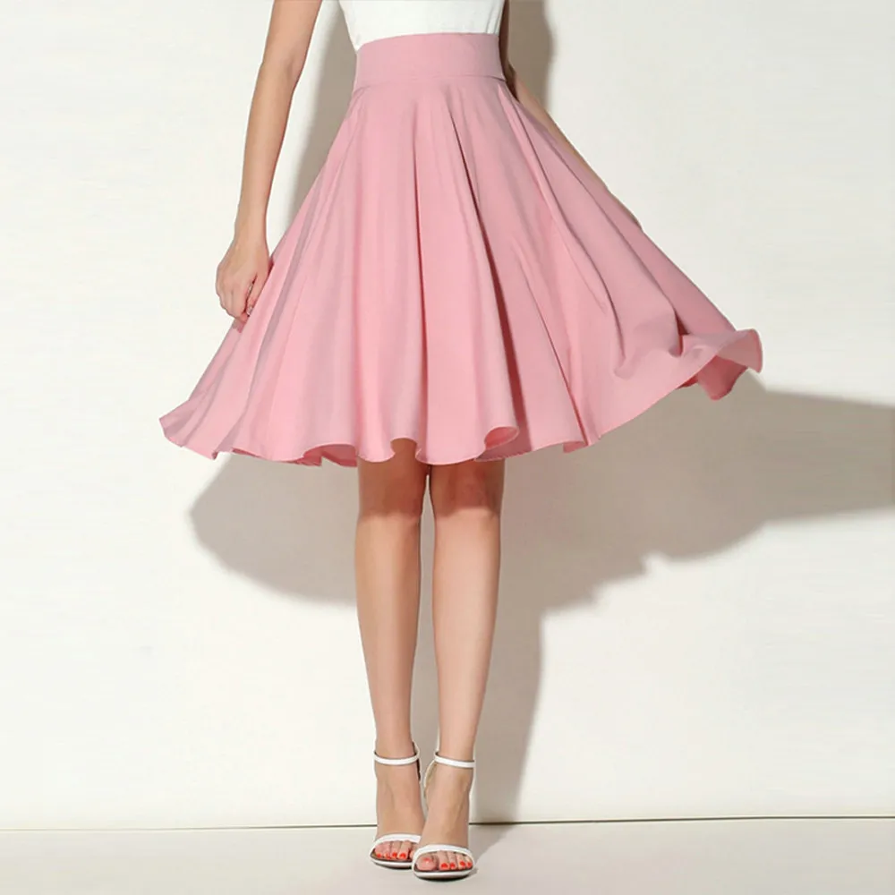 

AGACE skirt fashion Women summer Pleated girl Skirt Solid Flared Casual Knee Length Pleated Midi Office vadim mini skirt 405