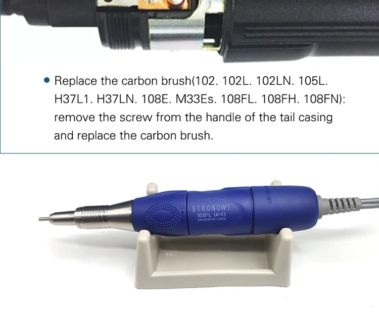 40000 об/мин микромотор сильный 108FL ручка электрический микродвигатель для зуботехнической лаборатории наконечник для сильной