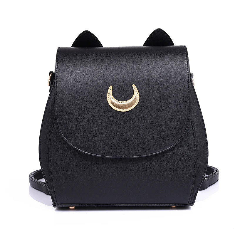 New Sailor Moon Black PU Leather Backpack Women Shoulder Rucksack 2016 School Bags for Teenage Girls Brand Sac A Dos Femme