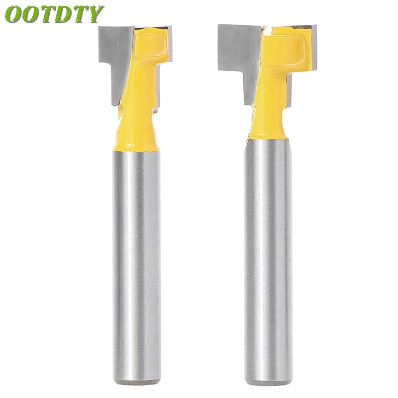 

OOTDTY 2 Pcs 1/4'' Shank Yellow T-Slot Cutter Router Bit Set for 3/8'' & 1/2'' Hex Bolt