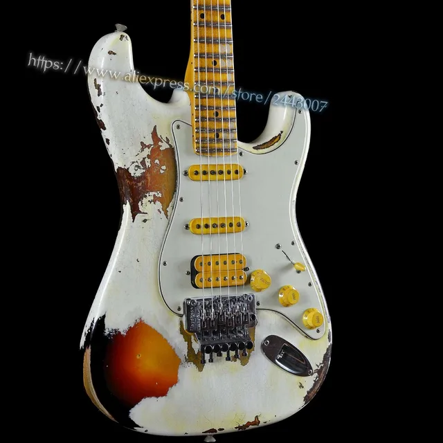 Gc Custom 1960 Ssh Heavy Relic White Lightning Electric Guitar Gc Custom 1960 Ssh Heavy Relic White Lightning Electric Guitar Over 3 Tone Sunburst 22 Fret