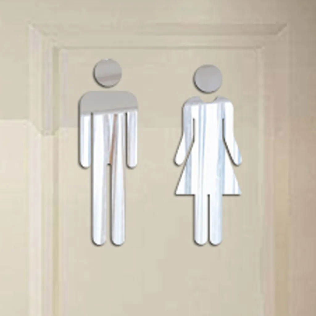3D Acrylic Funny Toilet Entrance Sign Decal Bathroom Door Wall Mirror Stickers 