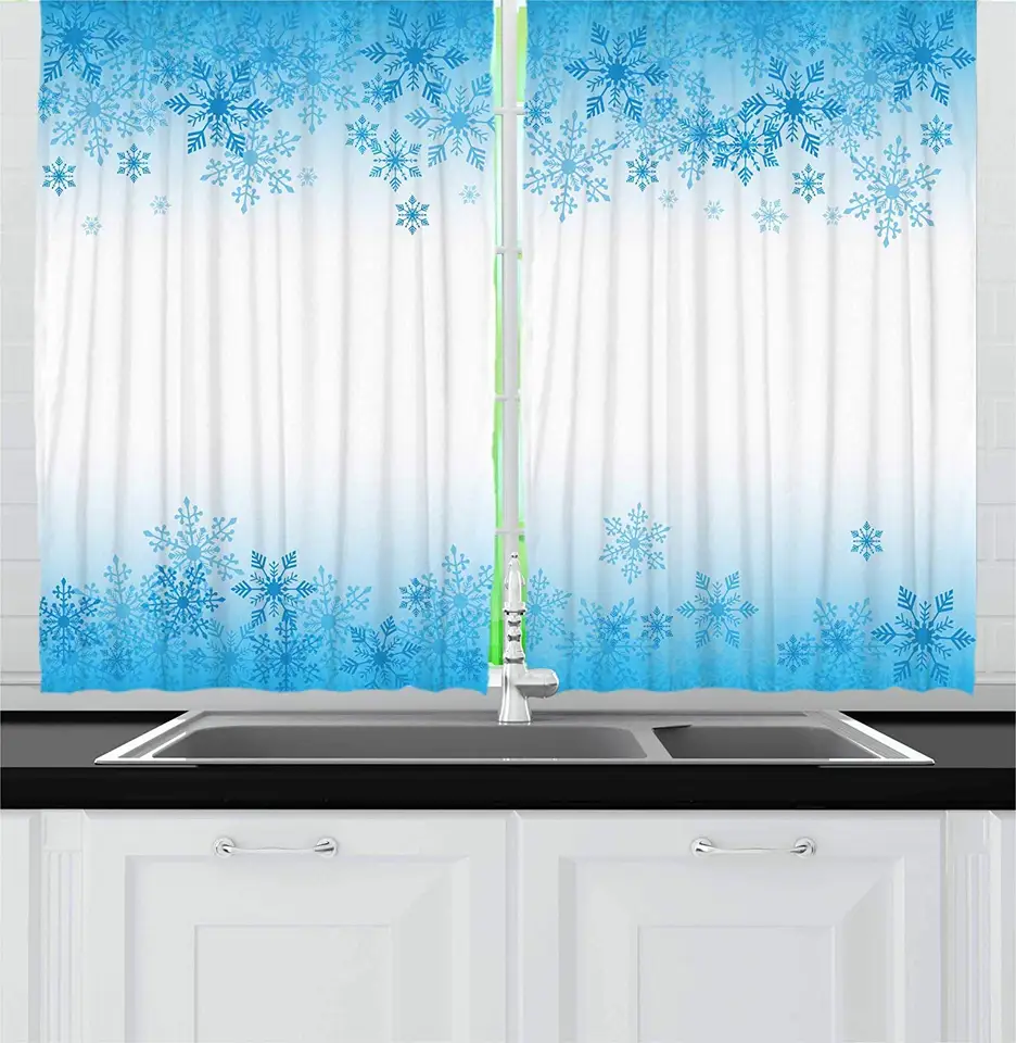 Winter Curtains Abstract Interpretation Of Snowflakes Cold Weather