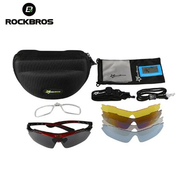 RockBros Polarized Cycling Sun Glasses Outdoor Sports Bicycle Glasses Bike Sunglasses 29g Goggles Eyewear 5 Lens