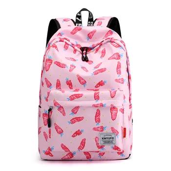 

Casual Women Pink Fruit Printing School Backpack Air Cushion Straps for Bags Korean Large Capacity Daily Laptop Girls Knapsack