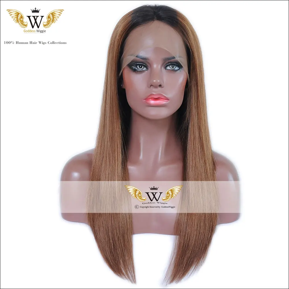 

200-300Density Human Hair Ombre Lace Front Wigs WIth Baby Hair Ombre Silky Straight Remi Hair Lace Wigs Med Golden Blonde