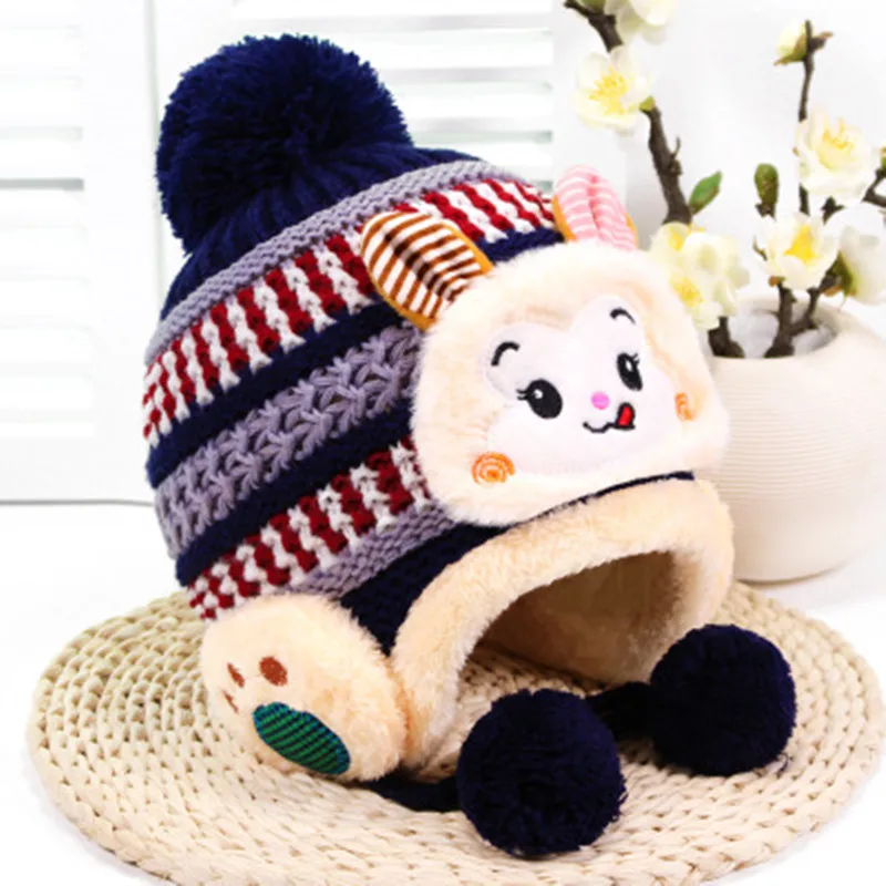 Newborn Winter Baby Boys Girls Warm Cartoon Knit Crochet Earmuffs Hat Beanie Cap