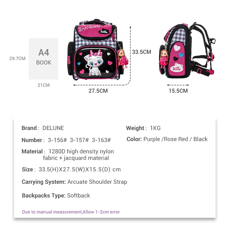 Delune 2019 3D Cartoon School Bag For Gilrs Boys Cat Pattern Orthopedic Backpack Children School Bags Student Mochila Grade 1-3 Delune 2019 3D Cartoon School Bag For Gilrs Boys Cat Pattern Orthopedic Backpack Children School Bags Student Mochila Grade 1-3