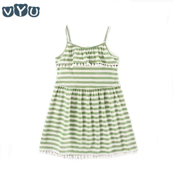 

VYU Summer New Girls Dress Children Clothing Cute Kid Clothes Fashion Girl Stripe Party Dresses Beach Sleeveless Princess Dress