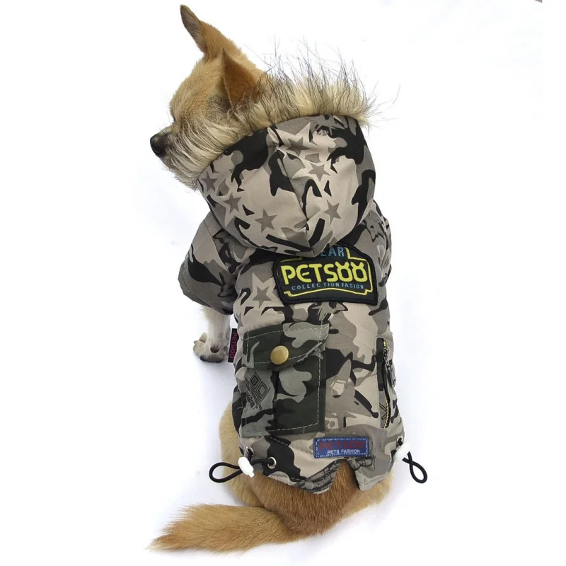 Pet Warm Cotton Coat Camouflage Cat Winter Dog Puppy Winter Padded Coat Clothes Jacket XS S M L XL