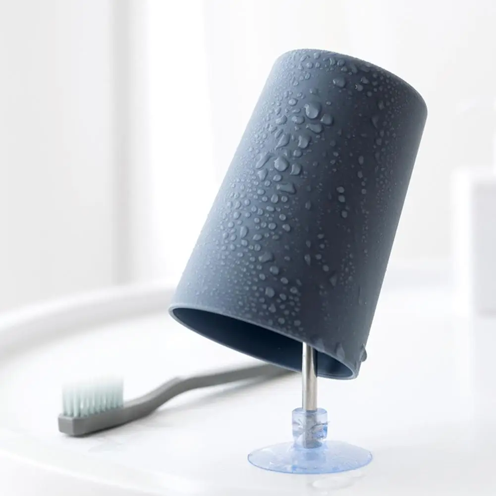 

Toothbrush Cup Holder Creative Bathroom Gargle Toothbrush Cup Holder Wall Mount Anti-dust Sucker Stand