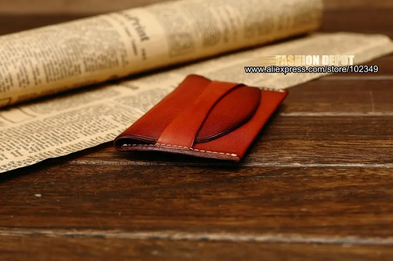 vegetable Tanned Leather Classic Style Business Card Wallet and Credit Card Holder and Card Wallet Cowhide Real Leather (6)