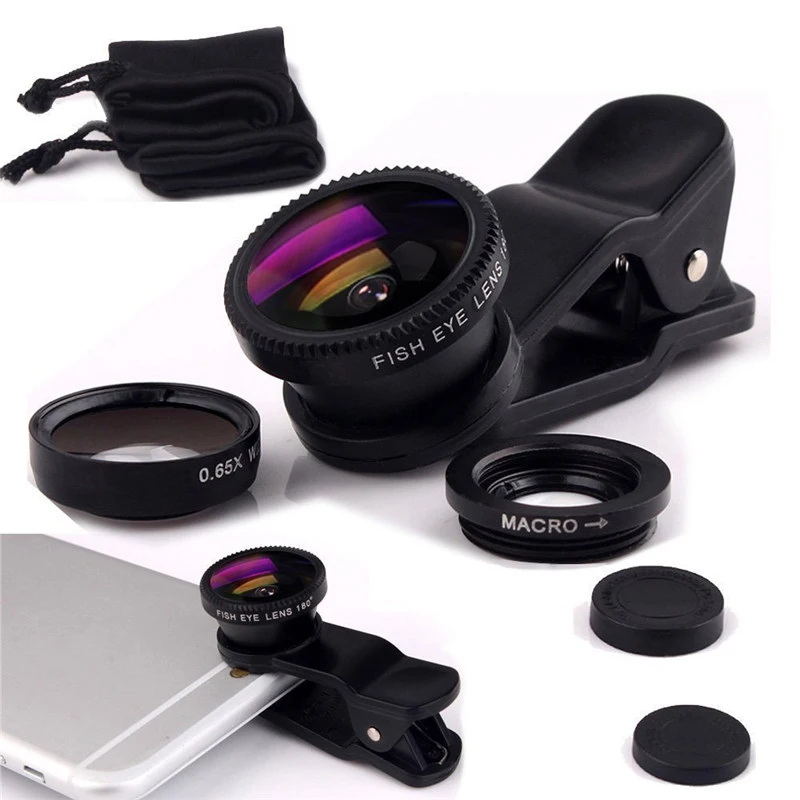 Camera Lens Kit 3&1 Phone Wide Angle Macro Lens Fish Eye