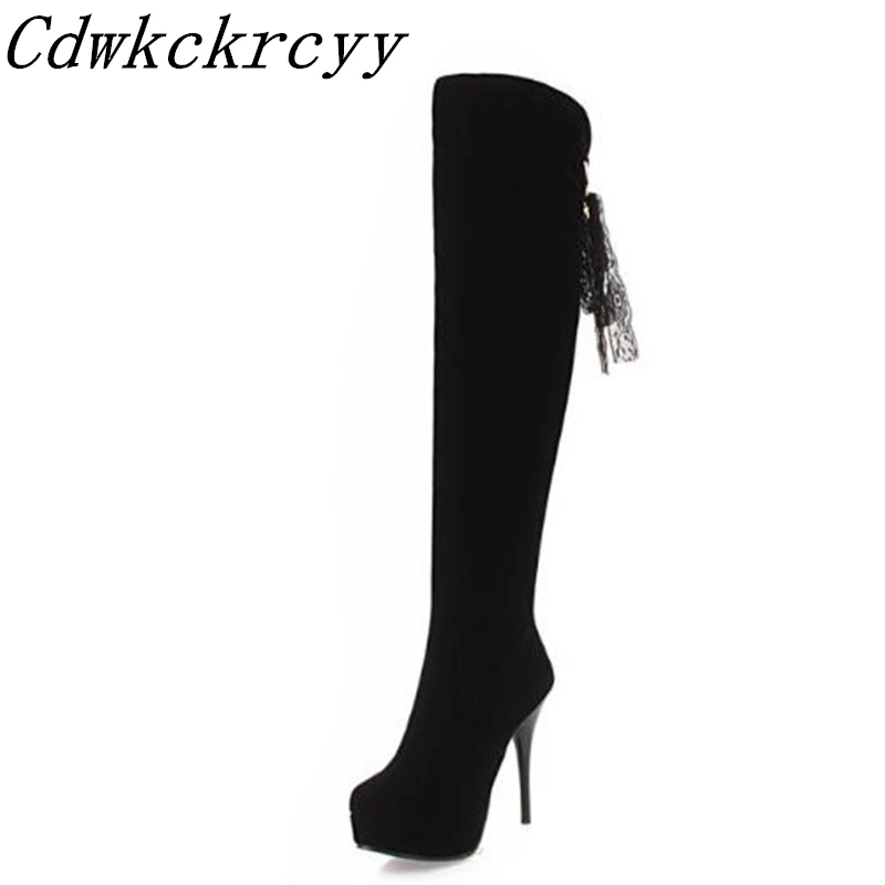 

Women Boots winter New style Waterproof Over the knee Boots Super heel sexy Nightclub Elastic force High cylinder boots 34-48