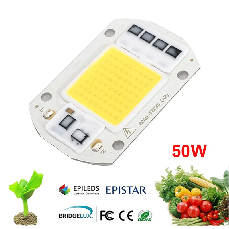 

LED COB Chip 50W Lens Reflector 1Set AC110V/220V Integrated Floor Lights Car Light Spotlight Source DIY COB Chip Light