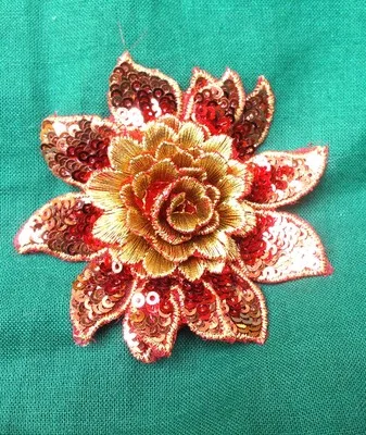 5 шт блестки вышивают цветок Patche 3,2 дюймов - Цвет: red