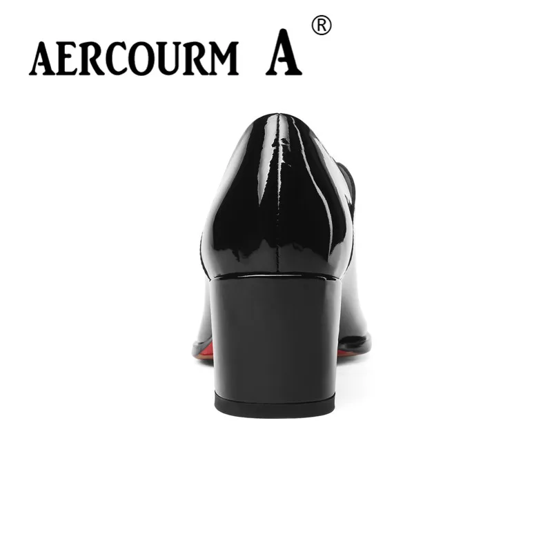 Туфли Aercourm A женские из натуральной кожи однотонные лоферы квадратный каблук