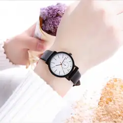 Vansvar Новая мода унисекс Для женщин Для мужчин простой Дизайн Наручные часы Высокое качество кожаный ремешок кварцевые часы Relogio Feminino