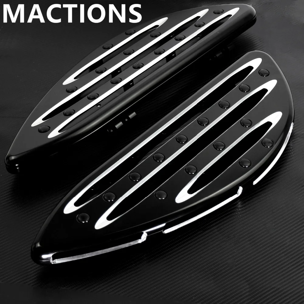 Black Deep Edge CNC Driver Floorboards For Harley Touring Softail
