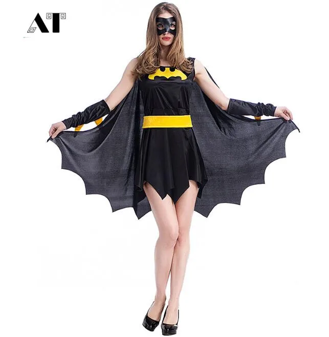 Bat Woman Costume Carnival Party Bat Woman Role Play Fancy Adult Dark