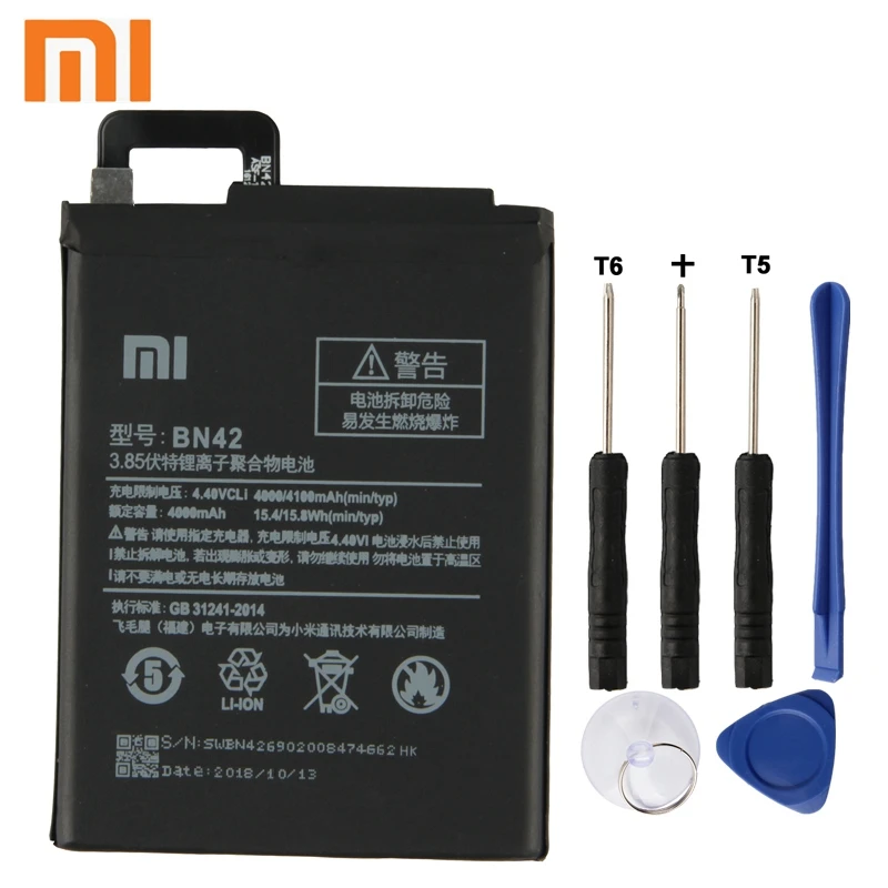 

Xiao Mi Xiaomi Mi BN42 Phone Battery For Xiao mi Redmi 4 Hongmi4 Redrice 4 Standard Version 4000mAh Original Battery + Tool