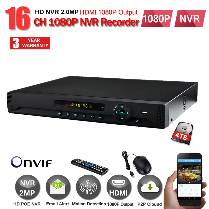 Видеорегистратор JORANKhome HI3535 IP NVR HDMI 1080p 16 каналов запись 1080P в реальном времени |
