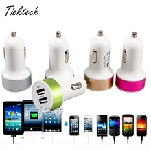 

100PCS/Lot DC 12V 24A Dual 2 port USB car Charger 5V 2.1A metal round head battery for iphone Samsung for xiaomi Free Shipping