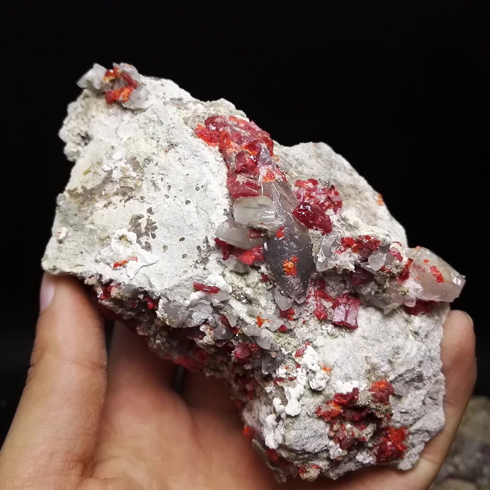 

370 g NATURAL Stones and Minerals REALGAR Calcite quartz crystal RARE ORE UNIQUE SPECIMENS HUNAN