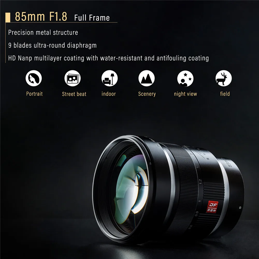 Viltrox 85 мм F1.8 ручной фокус портретный объектив, EXIF/контроль диафрагмы/анти-встряхивание для sony E Mount Full Frame camera A7 A7III A7RII