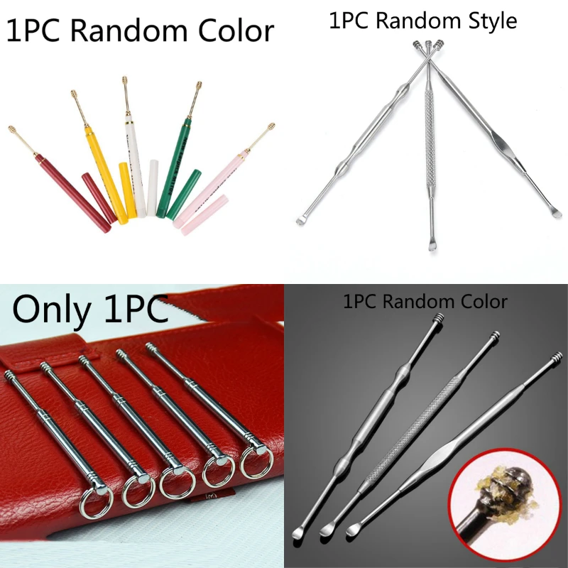 1Pcs Ear Wax Pickers Stainless Steel Ear Picks Wax Removal Curette Remover Cleaner Ear Care Tool Facial Beauty Tools Random