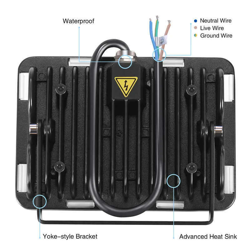 10W 20W 30W 50W 100W Светодиодный прожектор светильник IP65 Водонепроницаемый AC 220-240V Светодиодный прожектор светильник полный Мощность на открытом воздухе садовый светильник ing точечный светильник