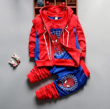 

Boys Spiderman Three Pieces Clothing Sets Cotton Suit For Boys Clothes Spring Spider Man Cosplay Costumes KIds Clothes Set