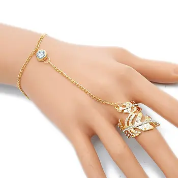 

180sets /lot luxury lady bracelet rings set jewelry gold silver color stylish leaf ring bijoux wholesale crystal bracelet