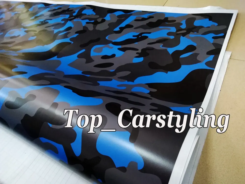 small blue camouflage car wrapping film auto covering foil stickers (5)