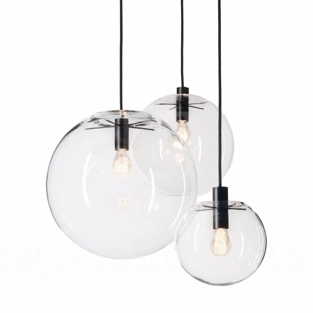 Image Nordic Pendant Lights Globe Chrome Lamp Glass Ball Pendant Lamp E27 Lustre Suspension Kitchen Light Fixture Indoor Home Lighting