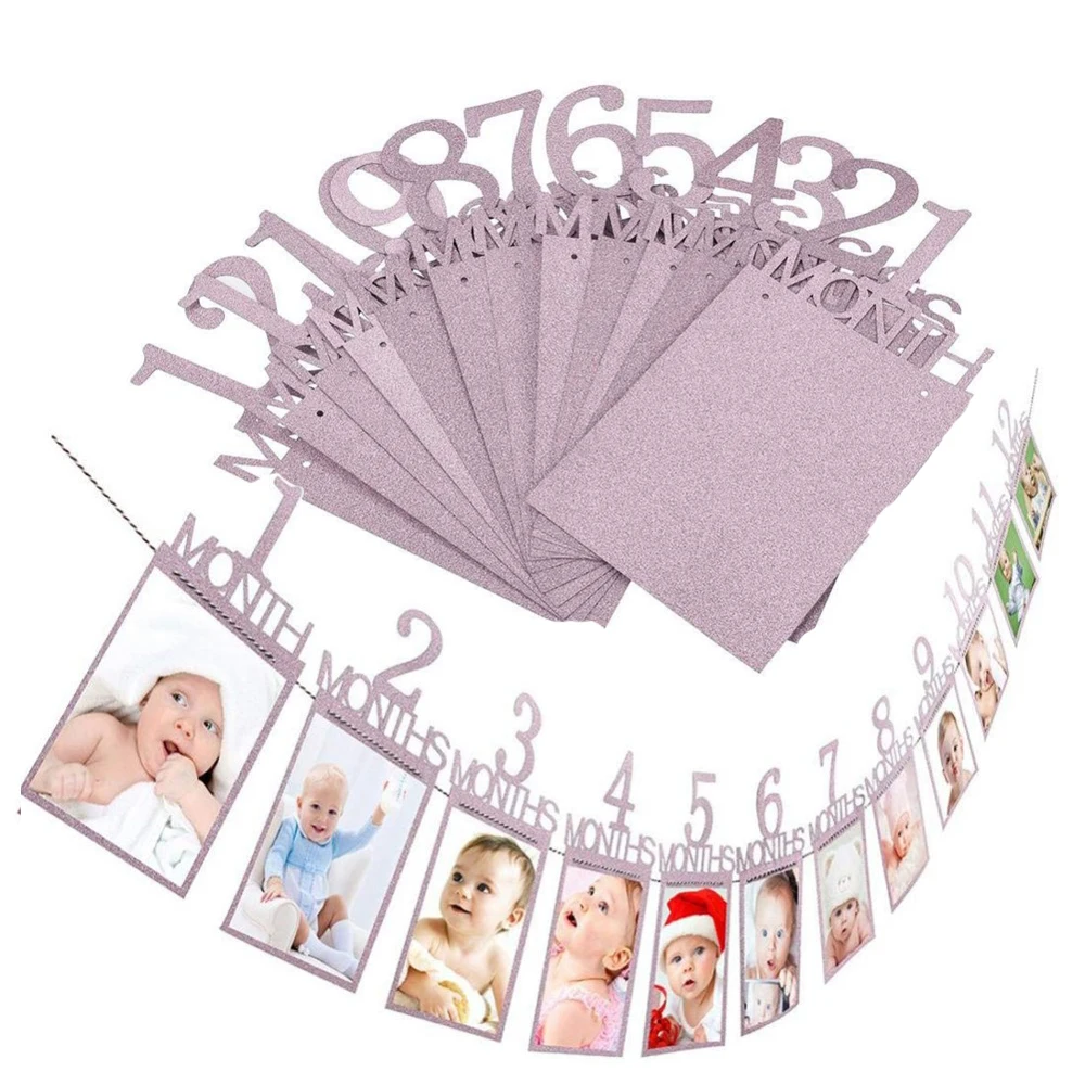 

DIY Photo folder Kids Birthday Gift Decorations Letters Numbers 1-12 Month Baby showers Photo Banner Monthly Photo Wall 5 colors