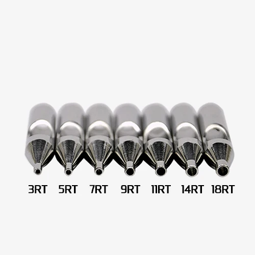 10pcs Stainless Steel Tattoo Nozzle Tips Set Round Diamond Magnum DT RT FT Tattoo Tips Mixed for Tube Supply