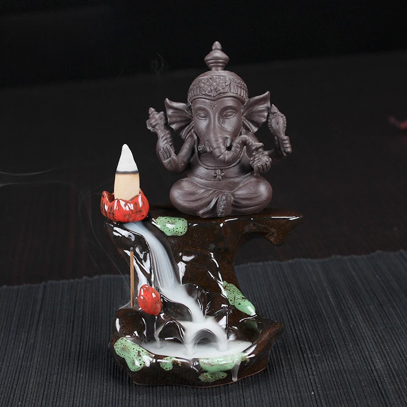 F Индийский Слон задний поток благовония горелки буддистская Ganesha подставка для