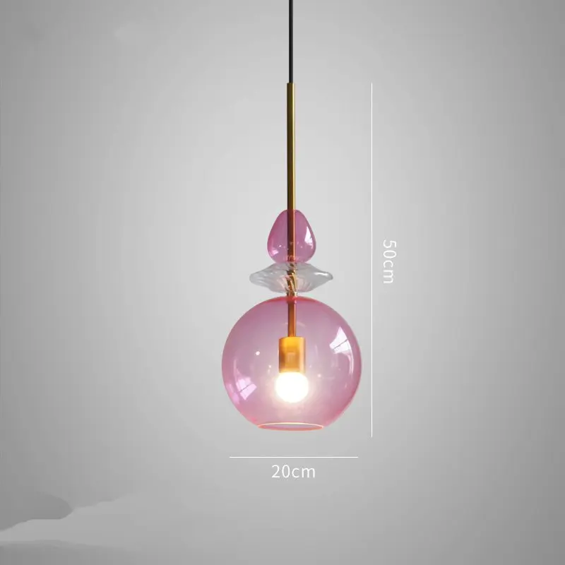JAXLONG, красочные подвесные светильники, скандинавские, креативные, для гостиной, с блеском, для бара, спальни, подвесной светильник, для ресторана, стеклянное освещение, Подвесная лампа - Цвет корпуса: B pink blub