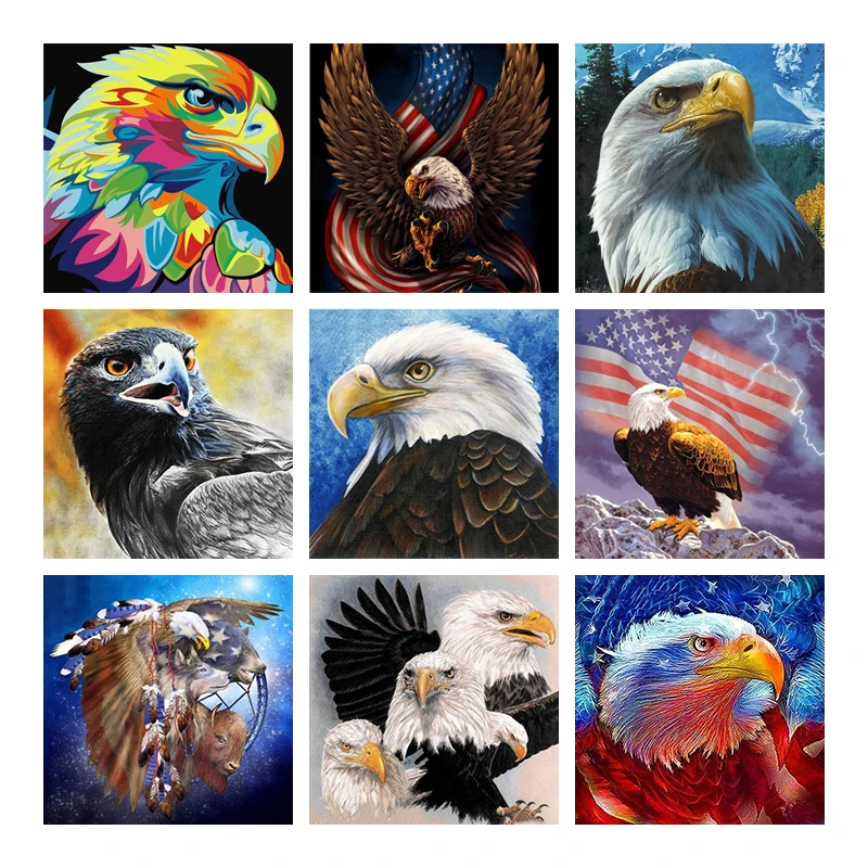 

MHD Eagles 5D DIY Diamond Painting Rhinestones Pasting Cross Stitch Full Diamond Embroidery Mosaic Animals Needlework Christmas