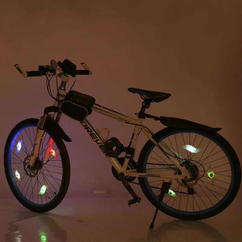 Sale 2pcs New Cycling Lights Waterproof MTB Road Bike Front Rear Spoke Wheel Decoration Lamp Safety Warning Bicycle Hubs Light 4