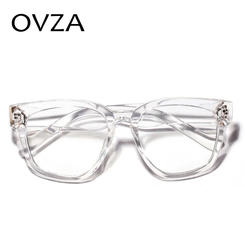 

OVZA Fashion Transparent Glasses Frames for Women and Mens Clear Lens Glasses Irregular Rectangle Eyeglasses Frame Black S6078