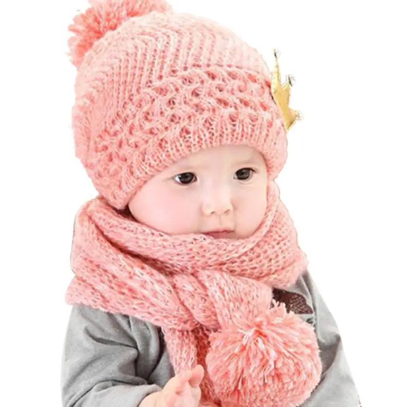 baby winter hat Cute Winter Baby Kids Girls Boys Warm Woolen Coif Hood