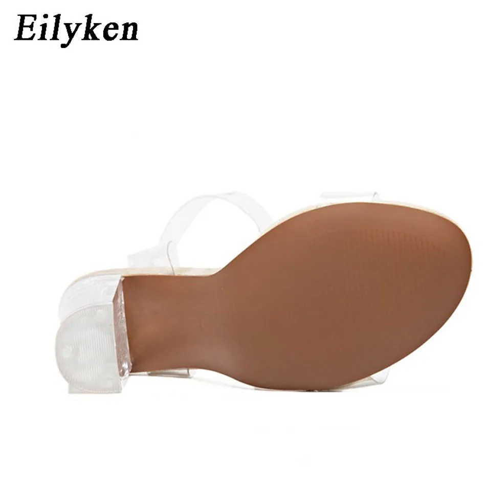 Eilyken, женские босоножки, ремешок на щиколотке, высокий каблук из плексигласа, ПВХ, прозрачный кристалл, лаконичная Классическая обувь с пряжкой на ремешке, высокое качество, size35-42