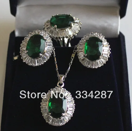 

new 6 colour !10X14MM Green/Blue/Yellow/Pink/Purple/Brown CZ Stud earring Pendant Ring Jewelry Set jade crystal