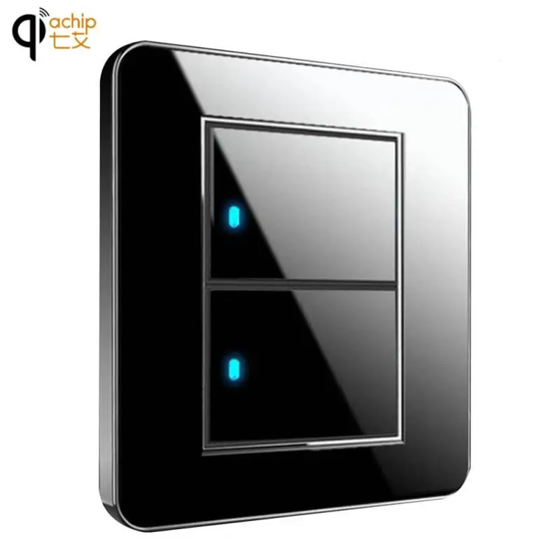 

Button Wall Light Switch 2 Gang Double Control Swich Acrylic Luxury Crystal 86 Panel LED Indicator Light Wall Button Switch Z50