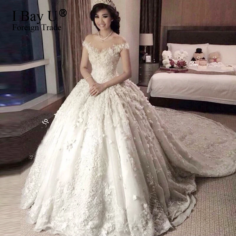 font b Wedding b font font b Dresses b font 2017 luxury Sheer Neck Applique