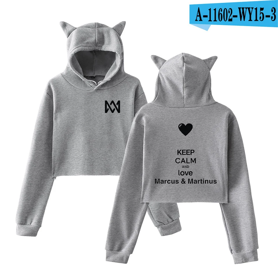 Frdun Tommy Marcus& Martinus Cat Ear Women Sexy Sweatshirt New Hoodies Long Sleeve Fashion Harajuku Kpop Casual Clothes - Цвет: gray